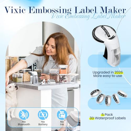 Vixic Embossing Label Maker, Embossed Retro Embosser, Emboss Label Makers - color: White