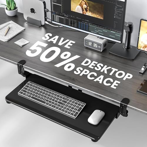 Large Keyboard Tray Under Desk, Pull Out Keyboard & Mouse Tray for Typing - color: Black