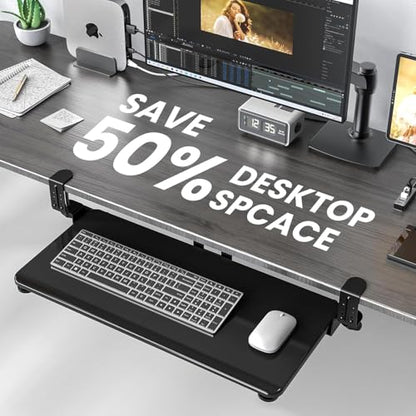 Large Keyboard Tray Under Desk, Pull Out Keyboard & Mouse Tray for Typing - color: Black