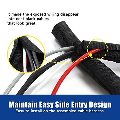 Automotive Mesh Woven Wire Sheathing Split Wire Loom 1/4"-48ft | Black Self-Wrap Braided Cable Sleeves Wire Loom Tubing Cord Organize for Wires/Audio Video Cable/Multi-Cable Strings - style: 1/4" - 48 Feet