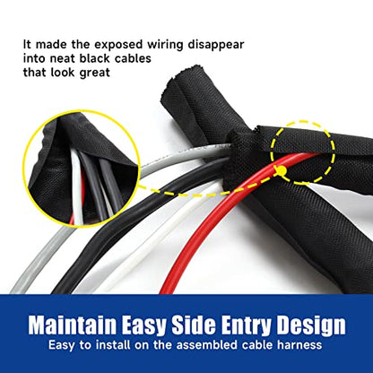 Automotive Mesh Woven Wire Sheathing Split Wire Loom 1/4"-48ft | Black Self-Wrap Braided Cable Sleeves Wire Loom Tubing Cord Organize for Wires/Audio Video Cable/Multi-Cable Strings - style: 1/4" - 48 Feet