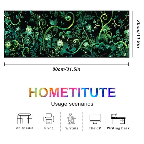 HOMETITUTE Large Mouse Pad 31.5x11.8 Inch Gaming Mousepad Green Vine Botanical Art Non-Slip Keyboard Desktop Protector Mat XL Mouse Pad for Home Office Laptop Wireless Mice Accessories - color: Green Vine Botanical Art