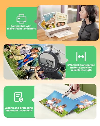 100 Pack Thermal Laminating Pouches 5.3x7.4Inches 3mil Laminating Sheets for Photo Card Documents, Clear Rounded Corner, Crystal Clear, Dry-Erase Friendly, Compatible with Laminators - size: 5.3x7.4"_3mil