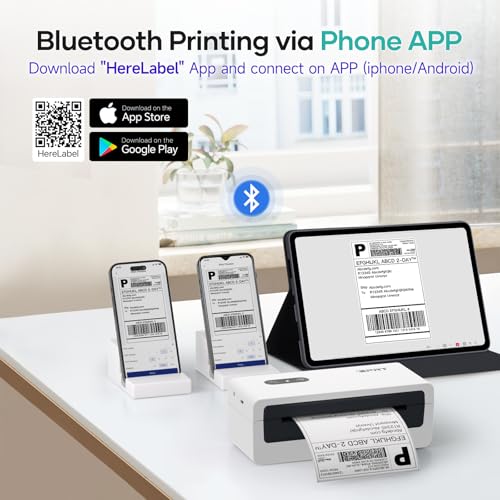 iDPRT Thermal Label Printer, Bluetooth 4x6 Shipping Label Printer, White - color: White-Mini