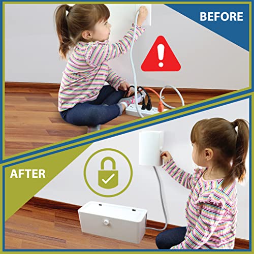 Power Strip Cover and Outlet Cover Box - Effectively Baby Proofs Power Strip on Floor or Wall, Protects Small Hands & Fingers, Cover Box and Outlet Cover Box (White-Bundle) - size: Power Strip Cover Box + Outlet Cover Box