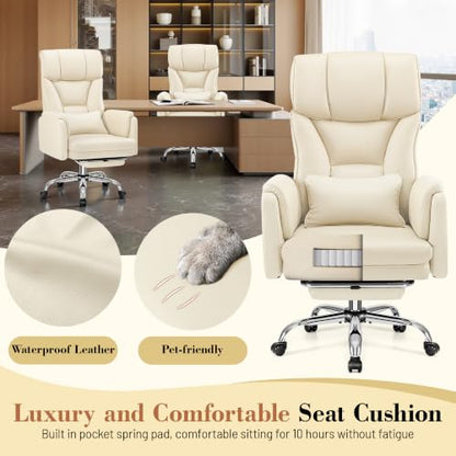FelixKing Office Chair, Flip Armrests for Pets Criss Cross Legged, White - color: White