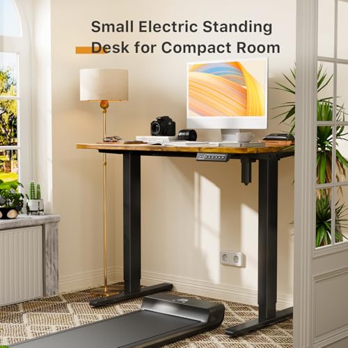 JOY worker Small Electric Computer Desk, 40" Whole Piece Height Adjustable - color: Rustic Brown, size: 40" * 20"