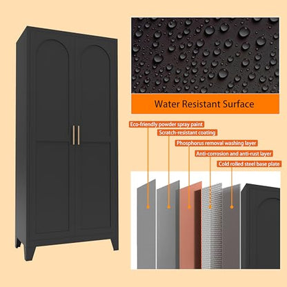 61'' Tall Metal Garage Storage Cabinet with Doors (Black) | Cabinets Adjustable Shelves,Heavy Duty Steel Pantry File Cabinet for Home Office, Kitchen ,School, Utility - color: 61''black