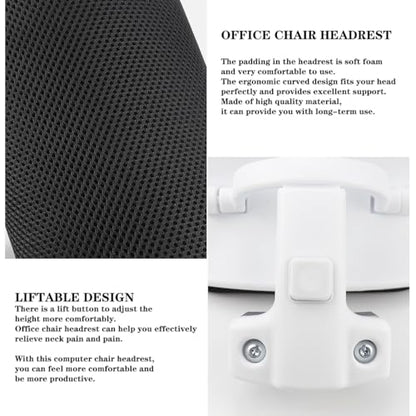 Office Chair Headrest Attachment Head Support Cushion Chair Mesh Head Rest Black Mesh Frame Adjustable Height Angle for Ergonomic Office Chair - color: Color 2