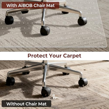 AiBOB Office Chair Mat for Carpet, 32" x 48" Heavy Duty Computer Desk Chair Mats for Carpeted Floors, Easy Chair Movement Hard Clear Carpet Chair Mats, Ship Flat