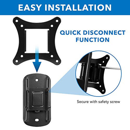 Mount-It! Small TV Wall Mount for 19–32 Inch Flat Screen TVs | Tilt and Swivel TV Wall Mount | Low Profile 2.4” Design | VESA 75x75 100x100 | Single Stud Installation | 44 lb Capacity - size: Small, style: Tilt and Swivel