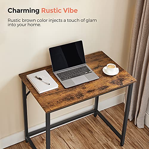 VASAGLE Computer Desk, Office Work Desk, 31.5 x 19.7 x 29.9 Inches, for Study, Bedroom, Home Office, Living Room, Rustic Brown and Ink Black ULWD038B01 | Gaming Desk, Home Office Desk, Modern Basic Style, Metal Frame, Rustic Brown and Matte Black, BARNET
