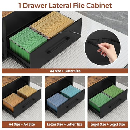 UPOSOJA 71" Executive Desk, L Shaped Office Desk with Widen File Drawers - color: Brown, size: Widen Drawer
