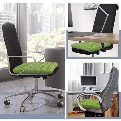 BUYUE Good Support Office Chair Cushion Padded, Soft Velvet Comfortable Non-Slip Seat Cushion for Computer Desk Kitchen Chair (1 Count, Green) - color: Green