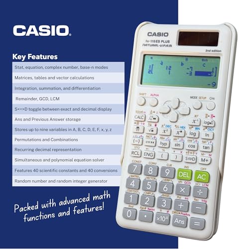 Casio fx-115ES Plus 2nd Edition – Advanced Scientific Calculator | 252+ Functions, Natural Textbook Display℠ | Ideal for Math, Science, Engineering & Statistics