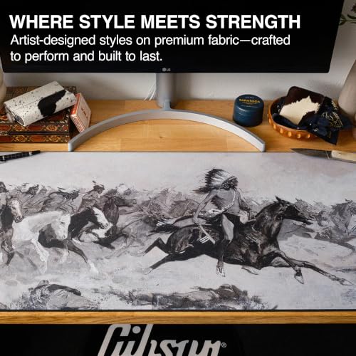 Charge Gaming Desk Pad, 36" x 17" Duraglyde Non-Slip Fabric Desk Mat | Western, Durable Surface, Washable Fabric, Smooth Glide, Stable Grip, Large Keyboard and Mouse Pad for Everyday Use - color: Charge