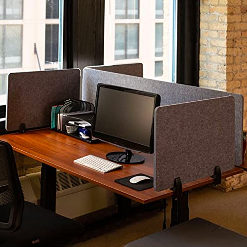 Stand Up Desk Store ReFocus Raw Clamp-On Acoustic Desk Divider Mounted Privacy Panel to Reduce Noise and Visual Distractions (Castle Gray, 47.25" x 16") - color: Castle Gray, size: 48" X 16"