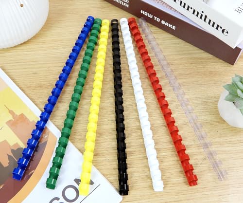 Rayson CR-10-100-M Plastic Binding Combs 3/8in. 21-Ring, 55-Sheet Capacity, Colorful Comb Binding Spines, Max. Binding A4 Size Paper (8.3"×11.7"), Box of 100 - size: 3/8", style: A4 - Available in 7 Vibrant Colors