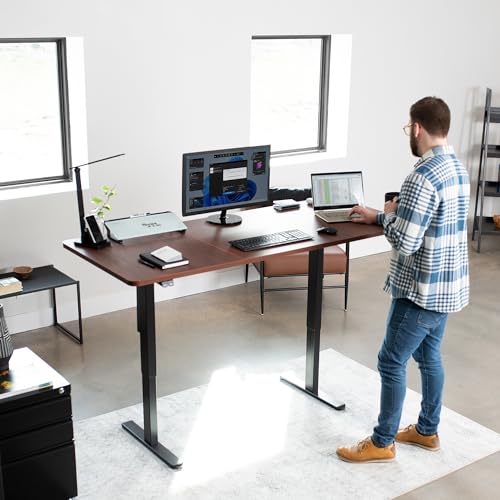 VIVO Dark Walnut 71 x 30 in Standing Desk, DESK-KIT-0B7D - color: Dark Walnut Top / Black Frame, size: 71 x 30 inch