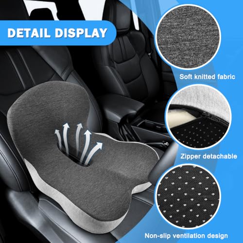Memory Foam Seat Cushion for Driving & Office Chairs, L-Shaped Ergonomic Tailbone Relief Seat Cushion for Long Sitting, Car/Truck/Office Chair