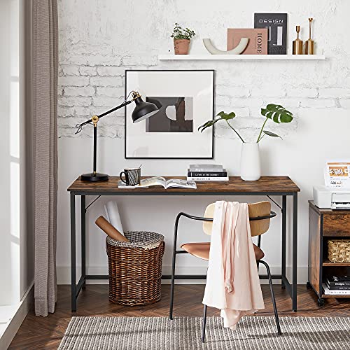 VASAGLE Computer Desk, Office Work Desk, 53.1 x 23.6 x 29.9 Inches, for Study, Bedroom, Home Office, Living Room, Rustic Brown and Ink Black ULWD043B01 - color: Rustic Brown + Ink Black, size: 53.1"W