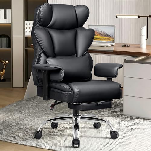 BESTFAIR Big & Tall Ergonomic Office Chair with Footrest & High Back, Black