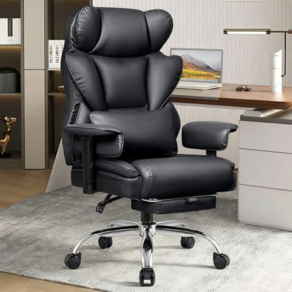 BESTFAIR Big & Tall Ergonomic Office Chair with Footrest & High Back, Black