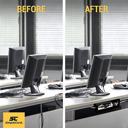 Cable Management Trays - 2-Pack 16-Inch Raceway Channels - Cord Holder Kit for Under Desk, Office, and Kitchen Use by Simple Cord (Black)