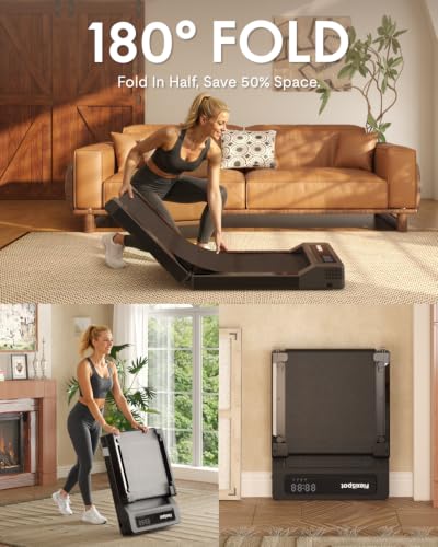 FLEXISPOT Foldable Walking Pad Treadmill for Home Office, Under Desk Treadmill with Fold-in-Half Design, Quiet Brushless Walking Experience, 264 LBS Capacity, Easy Storage
