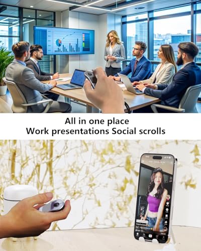 Air Mouse for PC/iOS/Android with Touchpad Rechargeable Wireless Presentation for PPT Pointer Bluetooth 2.4G Remote Control for PowerPoint/Keynote/Tiktok/Camera/Kindle App (Silver) - color: Silver