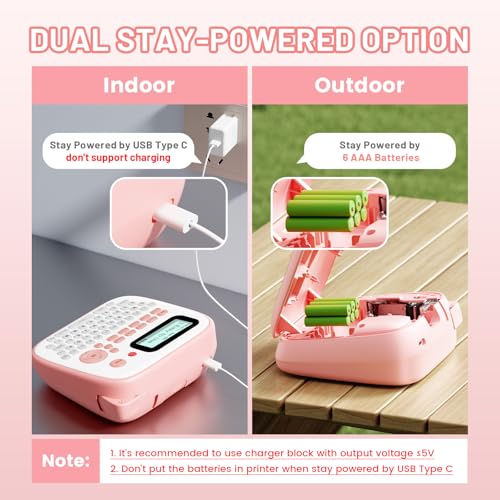 D210S Pink Label Maker Machine with-Tape, Portable Kids Label Maker - color: Pink