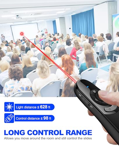 DinoFire USB Type C Wireless Presentation Clicker, BT&RF 2.4GHz Dual Modes Presenter Remote for PowerPoint Presentations Compatible with Bluetooth-Enabled Laptops Desktop Computers - style: AAA+USB A&C+BT