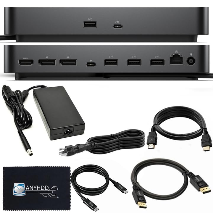 Dell Pro Smart Dock SD25 Bundle - 10Gbps, 3 Year Warranty, Supports Dual/Triple Monitors & 4K Displays with 180W Power Adapter, Anyhdd HDMI, DisplayPort, USB C Cable, Cloth - Docking Station - style: Dell SD25 New