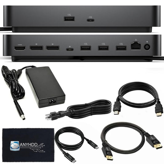 Dell Pro Smart Dock SD25 Bundle - 10Gbps, 3 Year Warranty, Supports Dual/Triple Monitors & 4K Displays with 180W Power Adapter, Anyhdd HDMI, DisplayPort, USB C Cable, Cloth - Docking Station - style: Dell SD25 New