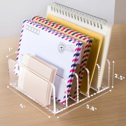 BEYGORM Acrylic Mail Holder, 5 Compartments Multifunction Desk Organizer - size: Medium-2pack