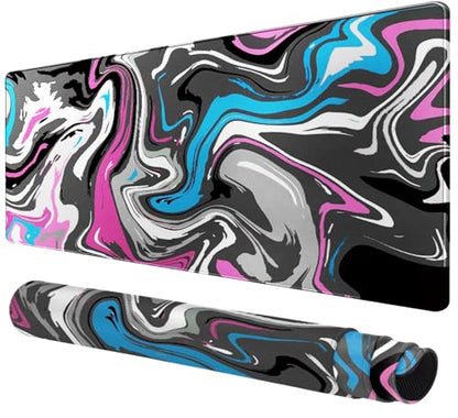 Rcege Large Gaming Mouse Pad Extended Desk Mat with Non Slip Stitched Edge - color: Abstract Purple, size: 31.5L x 15.8W inches