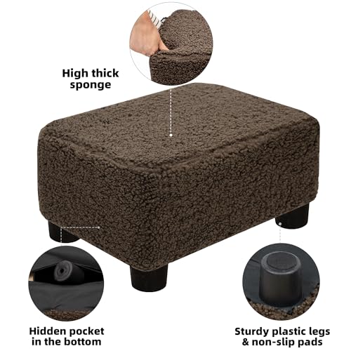 CAROLMADE Small Foot Stool Ottoman Footstool with Legs Under Desk Footrest for Living Room Bedroom and Office, Soft Brown - color: Soft Brown, size: 11"d X 15.4"w X 8.3"h