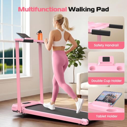 ANCHEER Walking Pad with Incline-Under Desk Treadmill for Home/Office - color: Classic Pink