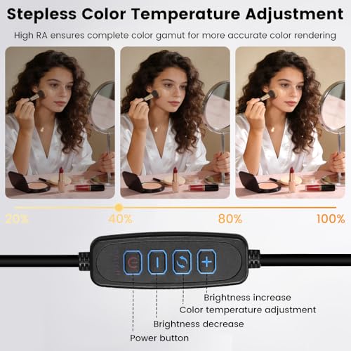 33" Ultra Wide LED Desk Lamp with Clamp,Double Head Adjustable Architect Light,Eye-Caring Monitor Lamp for Home Office,Flexible Gooseneck Task Lamp,10 Brightness Levels & 3 Color Temperature Modes