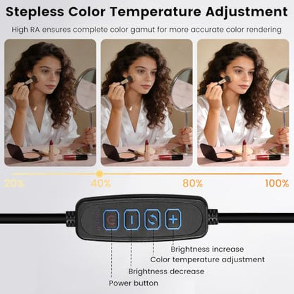 33" Ultra Wide LED Desk Lamp with Clamp,Double Head Adjustable Architect Light,Eye-Caring Monitor Lamp for Home Office,Flexible Gooseneck Task Lamp,10 Brightness Levels & 3 Color Temperature Modes