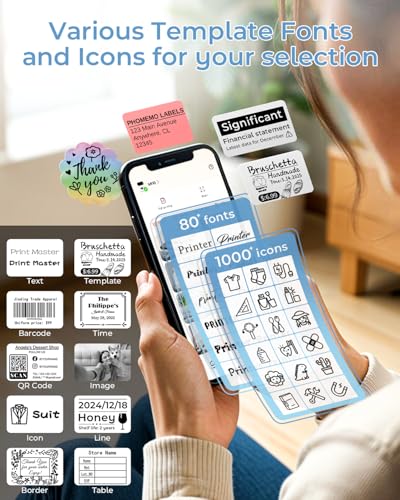 Phomemo Barcode Label Printer - M110 Label Maker Portable Bluetooth Label Maker Machine for Small Business, Barcode, Address, Logo, Clothing, Jerwery, Thermal Printer Compatible with Phones & PC, Blue | 2 Inch Bluetooth Thermal Printer Easy to Use for Sma