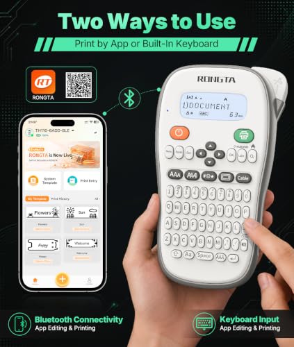 Rongta TH110 Handheld Label Maker Machine 12mm Laminated Labeler
