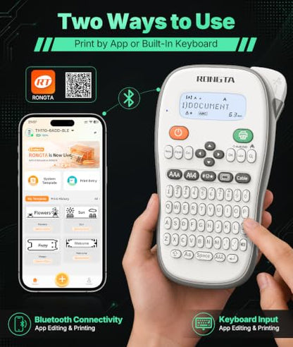 Rongta TH110 Handheld Label Maker Machine 12mm Laminated Labeler