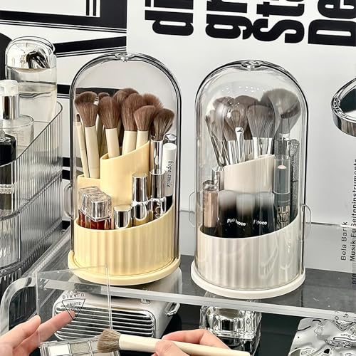 Makeup Brush Holder Organizer with Lid Makeup Brushes Organizer for Vanity Desktop Bathroom Countertop Cosmetic Display Cases