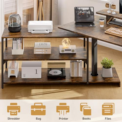 ONBRILL L-Shape Standing Desk with File Cabinet, 55“ Electric Standing Desk