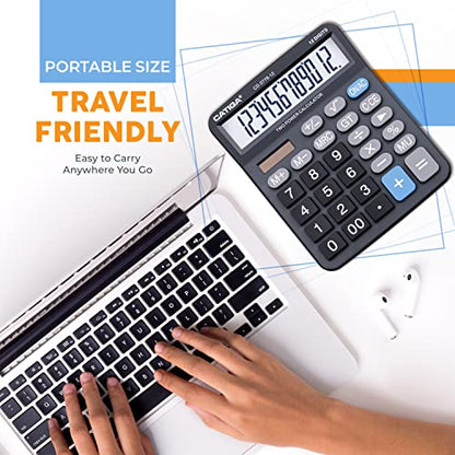 Premium Commercial 12-Digit Large Desktop Calculator with Huge 5-Inch LCD Display Screen, Giant Responsive Buttons, Battery and Solar Powered, Perfect for Home/Office Accounting Finance Use, CD-2776 - color: Black (Commercial)