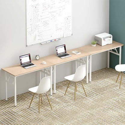 Need Office Computer Desk 47.2x23.6 in Sturdy Folding Laptop Table Pink Oak | White Frame Writing Gaming Work Table/Foldable Home Office Desk/Sewing Table, No Assembly Required - color: Pink Oak & White Frame, size: 47inch