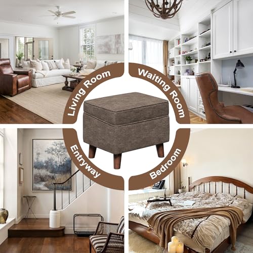 FAGAGA Storage Ottoman with Adjustable Cover, Soft Step Stool - color: Brown, size: 15.8"D x 18.5"W x 15.8"H