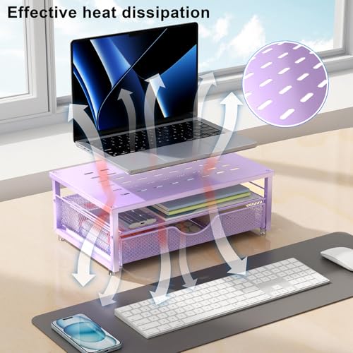 gianotter Computer Monitor Stand Riser with Drawer - color: Purple