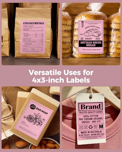 MUNBYN 4x3 Thermal Labels, 500 Sheets/1 Roll, Pink - color: Pink, size: 4x3"